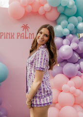 Pink Palm Pajamas in Twilight